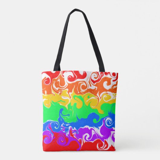 Rainbow Marble Fluid Art Tote Bag (Achterkant)