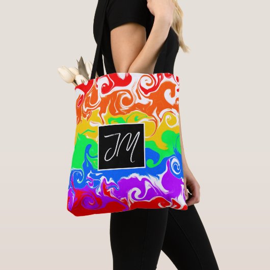 Rainbow Marble Fluid Art Tote Bag (Dichtbij)