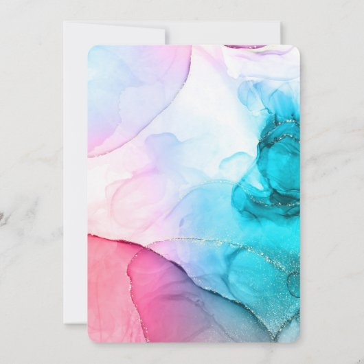 Rainbow Marble Gold Birthday Uitnodiging (Achterkant)