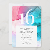 Rainbow Marble Gold Birthday Uitnodiging (Voorkant)