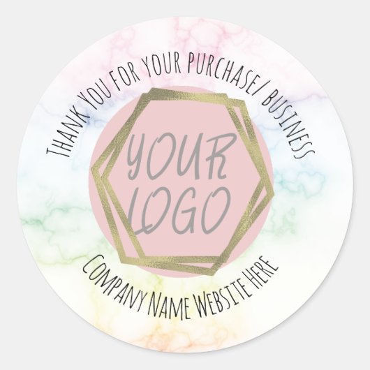 Rainbow Marble Hartelijk dank voor uw zakelijke Lo Ronde Sticker (Voorkant)