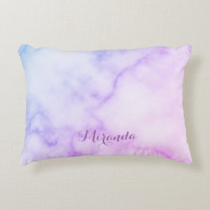 Rainbow Marble Pattern met persoonlijke naam Accent Kussen