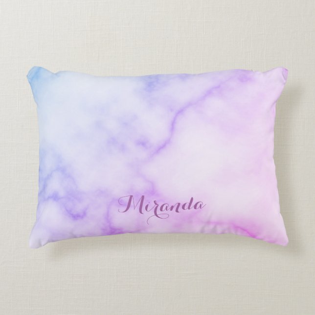 Rainbow Marble Pattern met persoonlijke naam Accent Kussen (Voorkant)