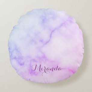 Rainbow Marble Pattern met persoonlijke naam Rond Kussen