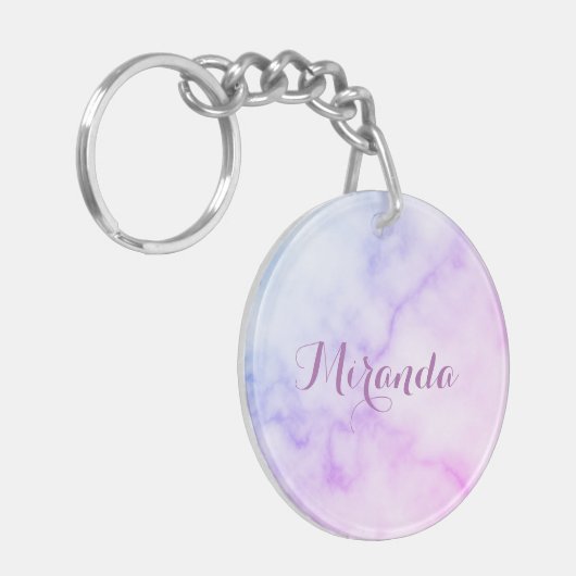 Rainbow Marble Pattern met persoonlijke naam Sleutelhanger (Voorkant Links)