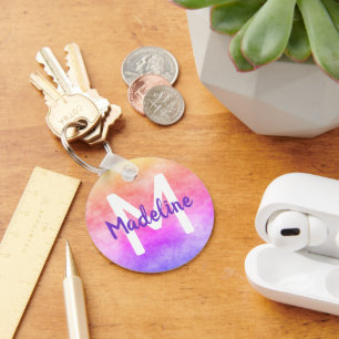 Rainbow Marble Waterverf Kleurrijke Ombre Sleutelhanger
