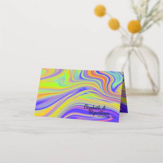 Rainbow Marbling Place Card of Escort Kaart Plaatskaartje (Voorkant)