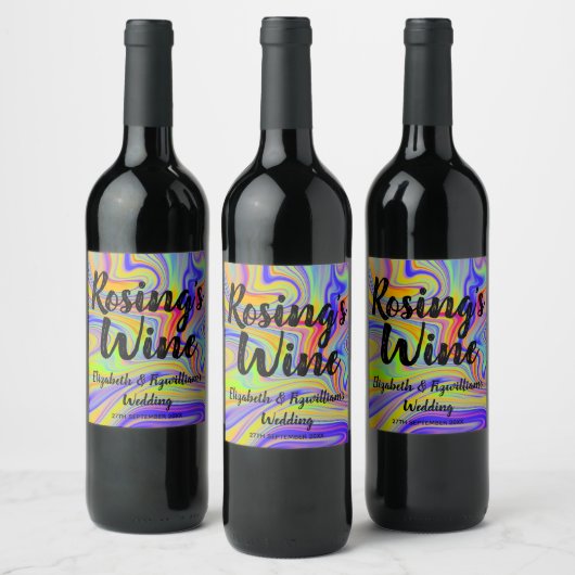 Rainbow Marbling Wine Label Wijn Etiket (Flessen)