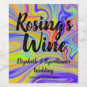 Rainbow Marbling Wine Label Wijn Etiket (Enkel label)