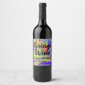 Rainbow Marbling Wine Label Wijn Etiket (Voorkant)