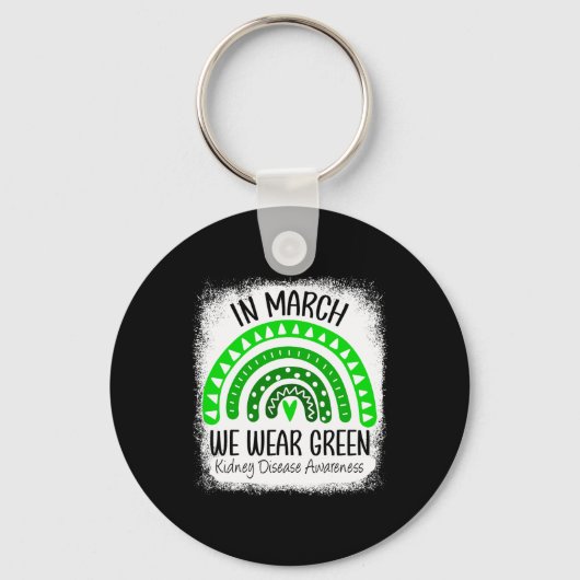 Rainbow March We Draag Groene Nierziekte Awarene Sleutelhanger (Voorkant)