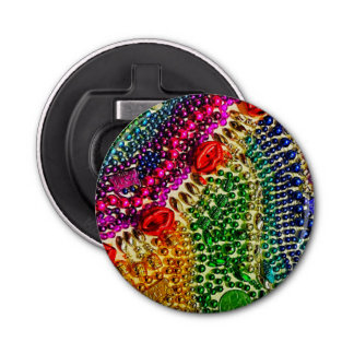 RAINBOW Mardi Gras Bead Art knop flesopener Button Flesopener