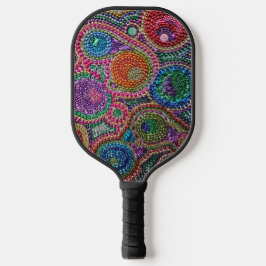Rainbow Mardi Gras Bead Art  Pickleball Paddle