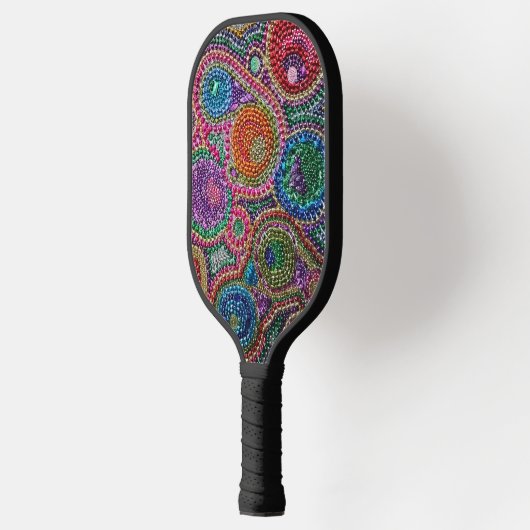 Rainbow Mardi Gras Bead Art  Pickleball Paddle (Links)