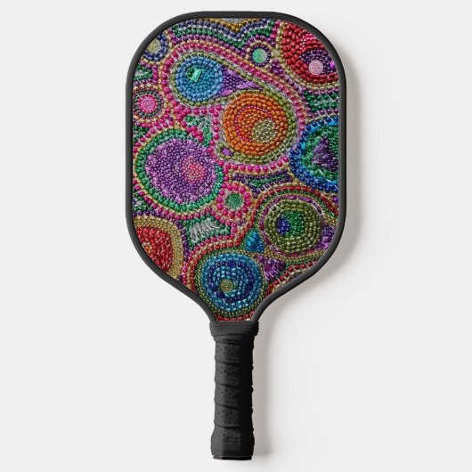 Rainbow Mardi Gras Bead Art  Pickleball Paddle (Achterkant)