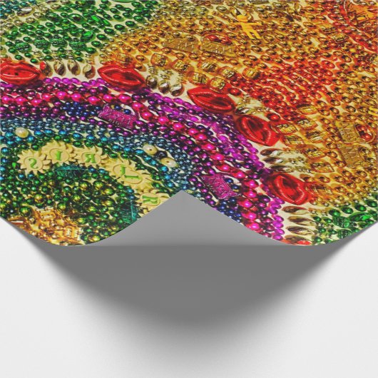 Rainbow Mardi Gras Bead Art Wrappapier Cadeaupapier (Hoek)
