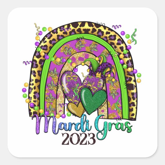 Rainbow Mardi Gras Sticker (Voorkant)