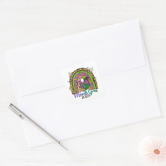 Rainbow Mardi Gras Sticker (Envelop)