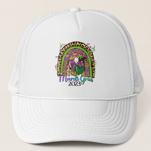 Rainbow Mardi Gras Trucker Hat Pet (Voorkant)
