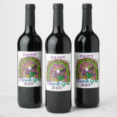 Rainbow Mardi Gras Wine Label Wijn Etiket (Flessen)