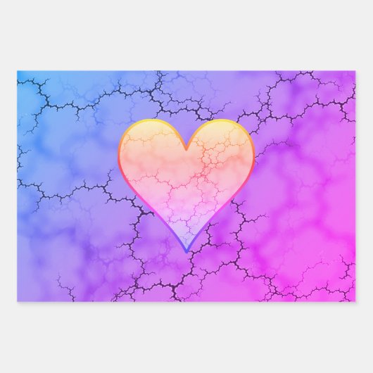 Rainbow Marked Heart Inpakpapier Vel (Voorkant)
