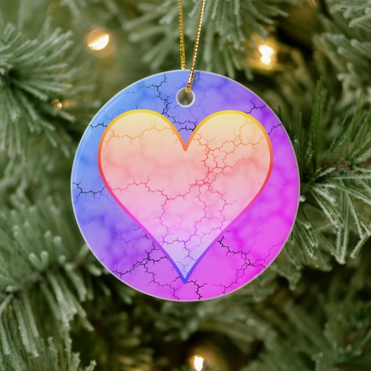 Rainbow Marked Heart Keramisch Ornament (Boom)