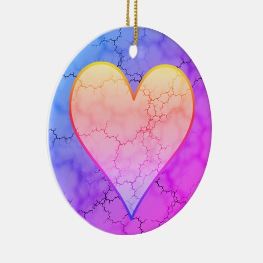 Rainbow Marked Heart Keramisch Ornament (Rechts)