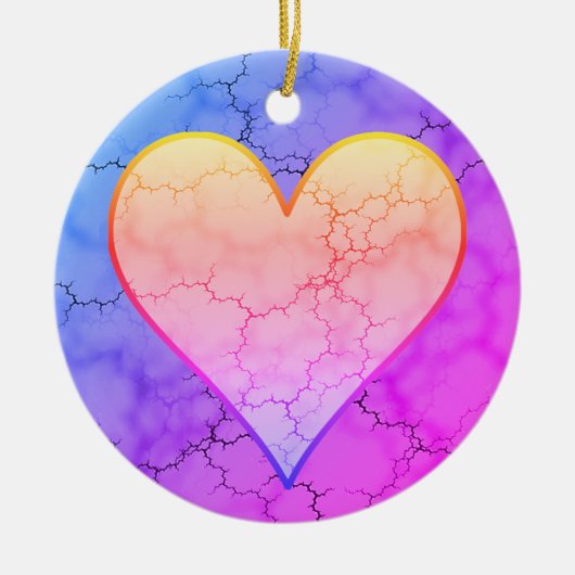 Rainbow Marked Heart Keramisch Ornament (Voorkant)