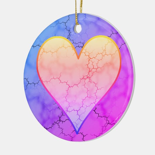 Rainbow Marked Heart Keramisch Ornament (Links)
