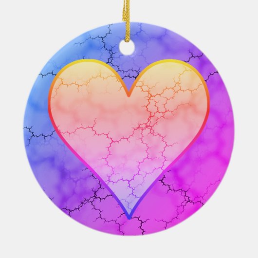 Rainbow Marked Heart Keramisch Ornament (Achterkant)