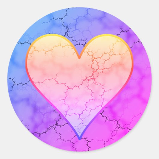 Rainbow Marked Heart Ronde Sticker (Voorkant)