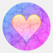 Rainbow Marked Heart Ronde Sticker (Voorkant)
