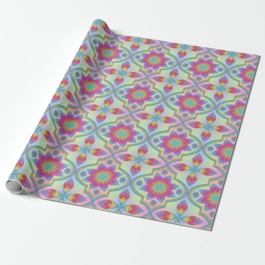 Rainbow Marrakesh Pattern Cadeaupapier (Uitgerold)