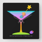 RAINBOW MARTINI WALL CLOCK VIERKANTE KLOK (Voorkant)