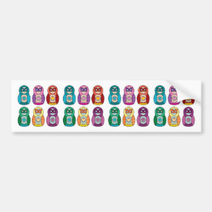 Rainbow Matryoshka Owls Bumpersticker