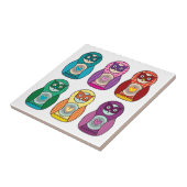 Rainbow Matryoshka Owls Tegeltje (Zijkant)