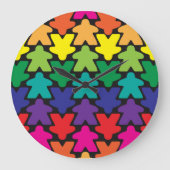 Rainbow Meeple Clock Grote Klok (Voorkant)