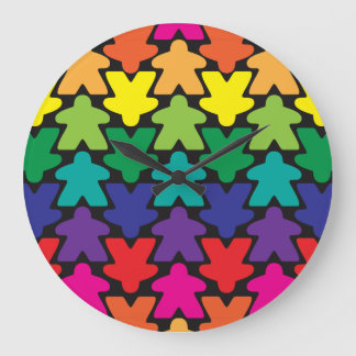 Rainbow Meeple Clock Grote Klok
