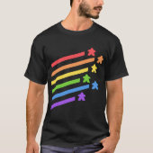 Rainbow Meeples Bordspellen T-shirt (Voorkant)