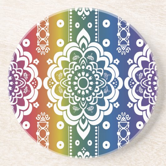 Rainbow Mehndi Pattern Sandstone Onderzetter (Voorkant)