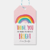Rainbow Meisje Verjaardag Baby shower Dank u Label Cadeaulabel (Voorkant)