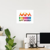 Rainbow Menorah Hanukkah Greeting Poster (Thuiskantoor)