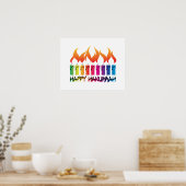 Rainbow Menorah Hanukkah Greeting Poster (Keuken)