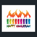 Rainbow Menorah Hanukkah Greeting Poster<br><div class="desc">De hedendaagse regenboogmenorah candelabrum vierde de joodse feestdag Hanukkah, ook bekend als het festival van Lichten.</div>