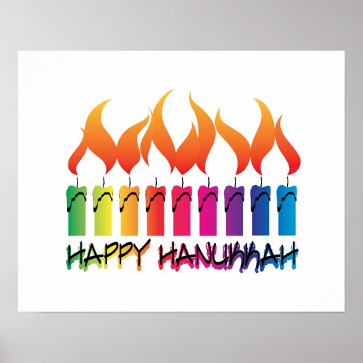 Rainbow Menorah Hanukkah Greeting Poster (Voorkant)