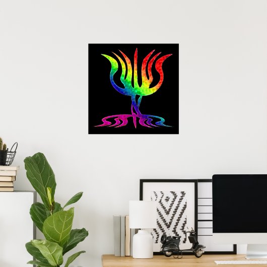 Rainbow Menorah Poster (Thuiskantoor)