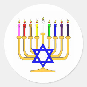 Rainbow Menorah Ronde Sticker