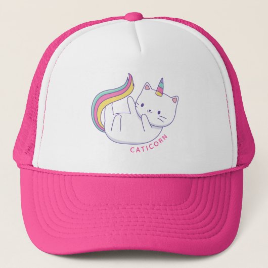 Rainbow Meowgical Caticorn Trucker Hat Pet (Voorkant)