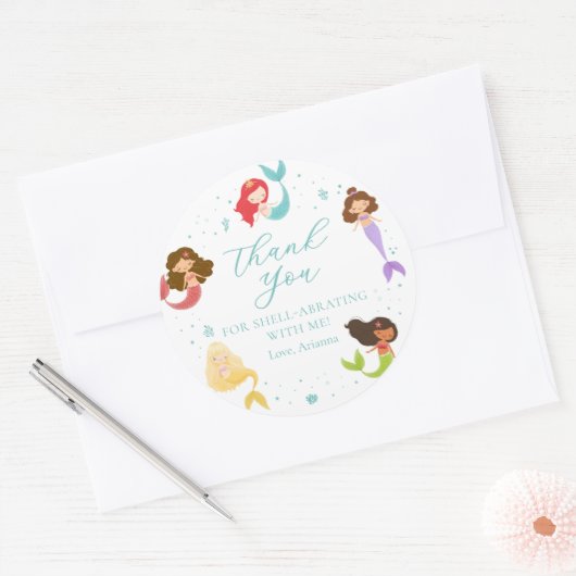 Rainbow Mermaid Bedankt Stickers (Envelop)