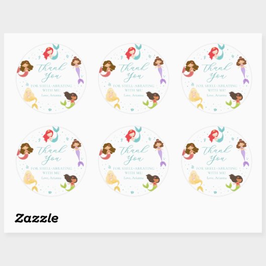 Rainbow Mermaid Bedankt Stickers (Vel)